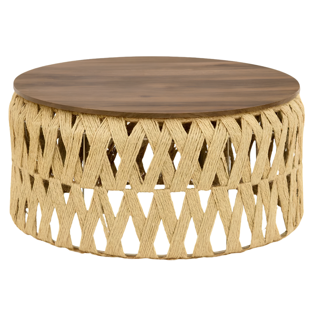 Mesa Centro o Auxiliar de Yute y Madera – Estilo Natural | Disponible en Tamaño Mediano y Grande + REGALO SORPRESA🎁
