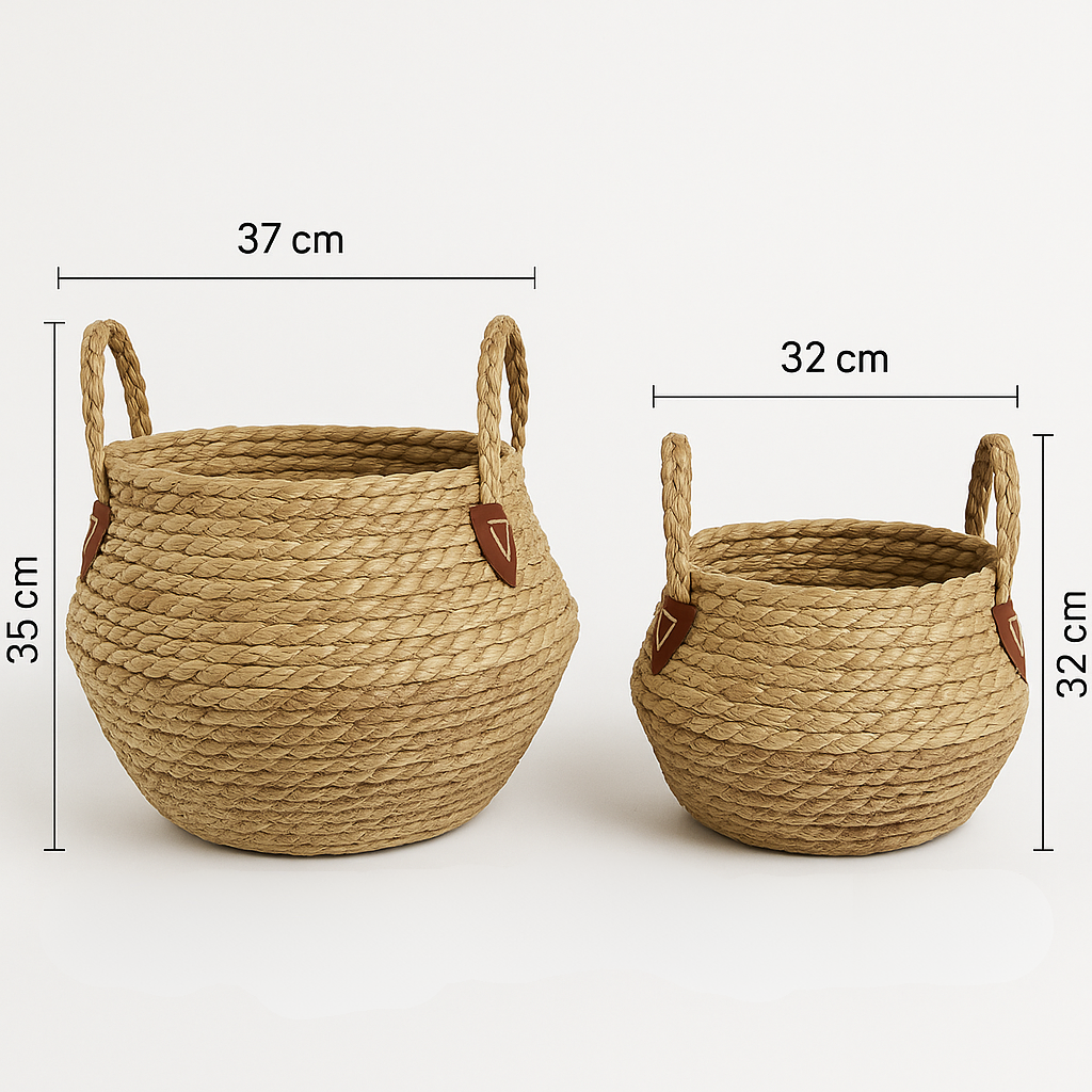 Set de 2 Cestas Tejido Natural para usar como Matero, Decoración, Lavandería