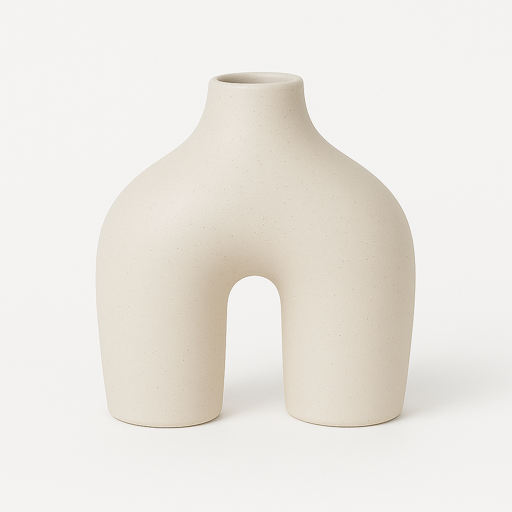 Jarrón Escultórico de Cerámica – Diseño Abstracto Minimalista