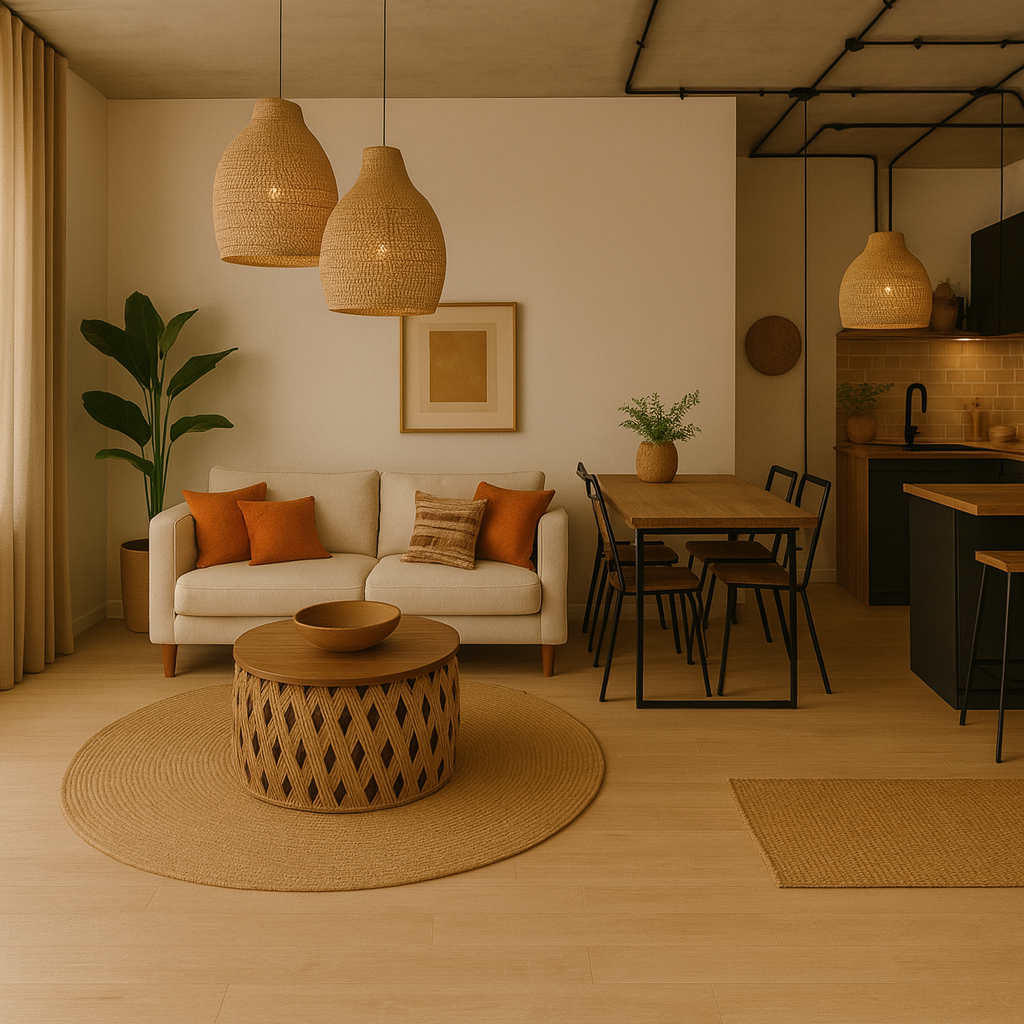 Mesa Centro o Auxiliar de Yute y Madera – Estilo Natural | Disponible en Tamaño Mediano y Grande