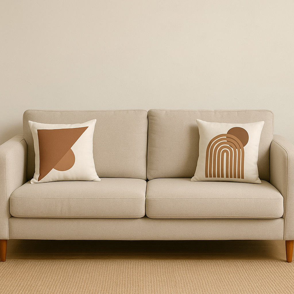 Set de Fundas de Cojines 40x40cm Diseño Geométrico Minimalista en Tonos Tierra (2 Unidades)