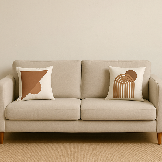 Set de Fundas de Cojines 40x40cm Diseño Geométrico Minimalista en Tonos Tierra (2 Unidades)