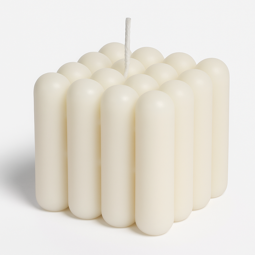 Pack Decorativo Minimalista con Jarrón Circular, Cadeneta de Madera, Vela Cube y Base de Yute + ENVIO GRATIS + REGALO SORPRESA 🎁