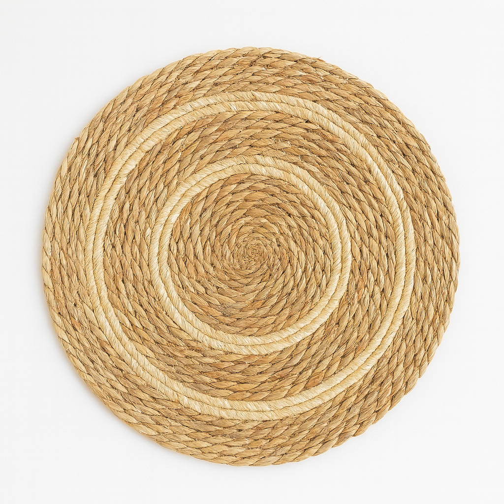 Pack Decorativo Minimalista con Jarrón Circular, Cadeneta de Madera, Vela Cube y Base de Yute + ENVIO GRATIS + REGALO SORPRESA 🎁