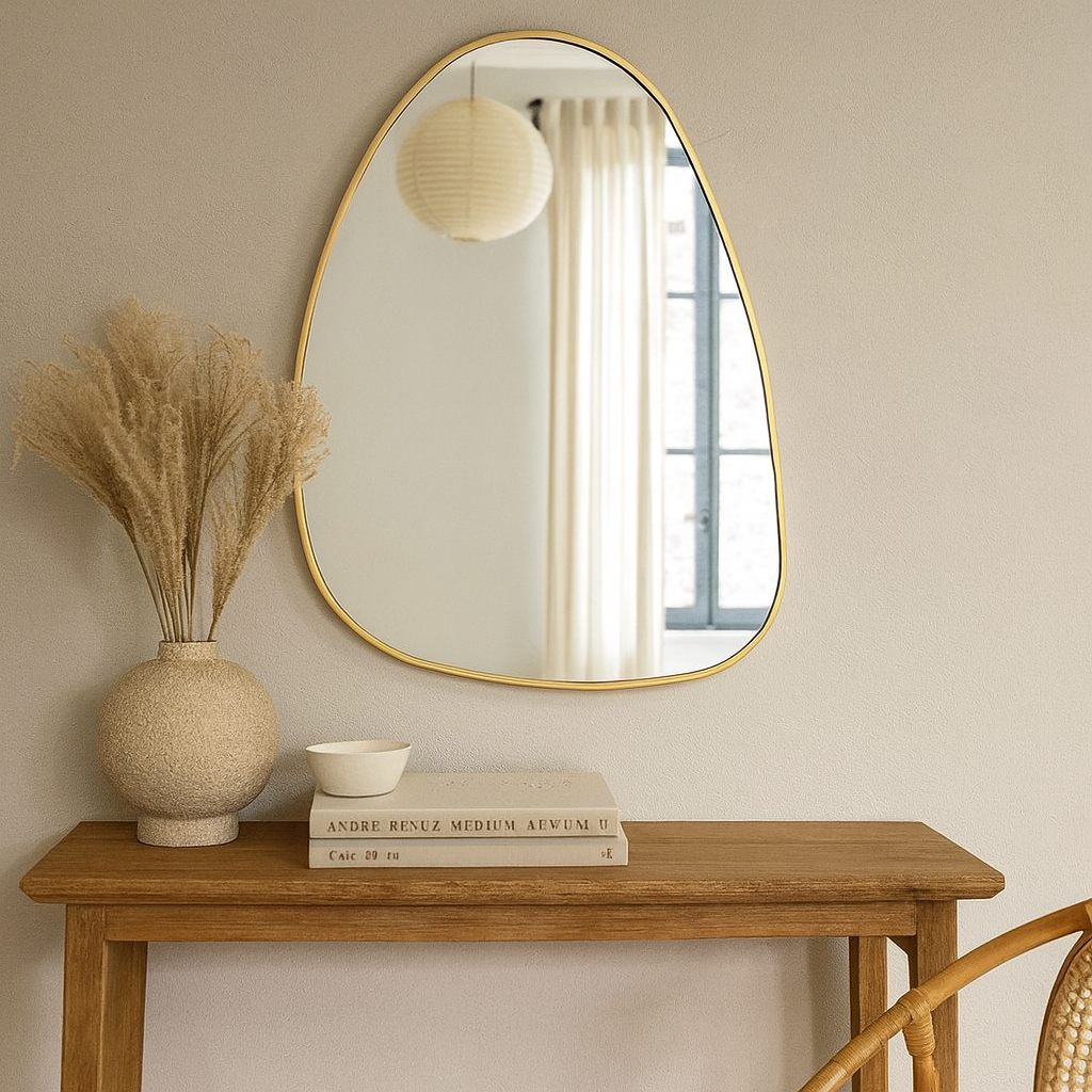 Espejo Orgánico Dorado 52 x 66 cm
