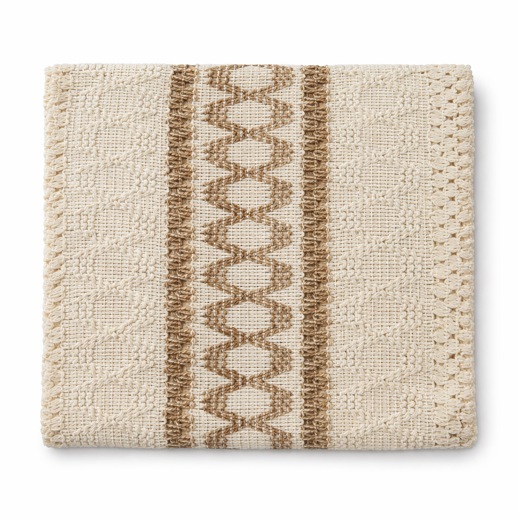 Camino de Mesa Decorativo - Beige y Marrón