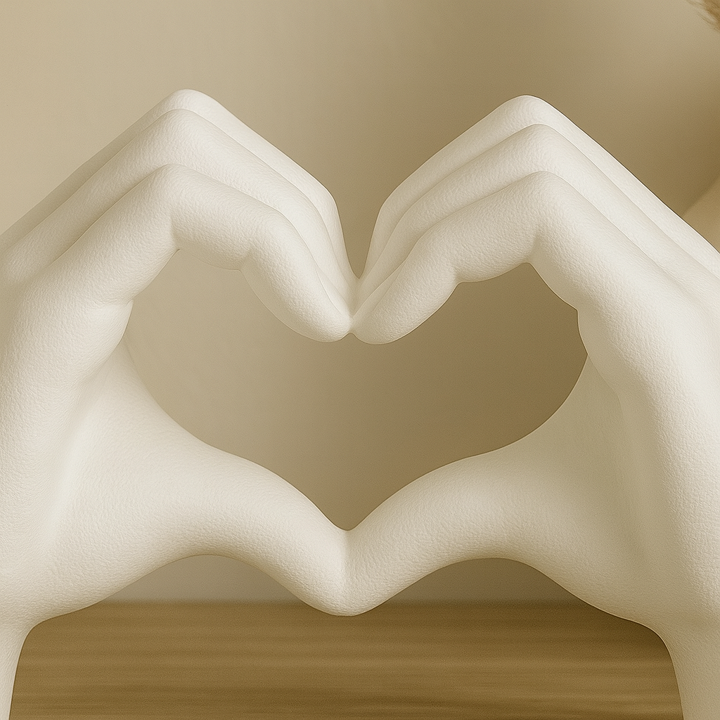 Escultura Decorativa Manos en Forma de Corazón – Blanco Mate