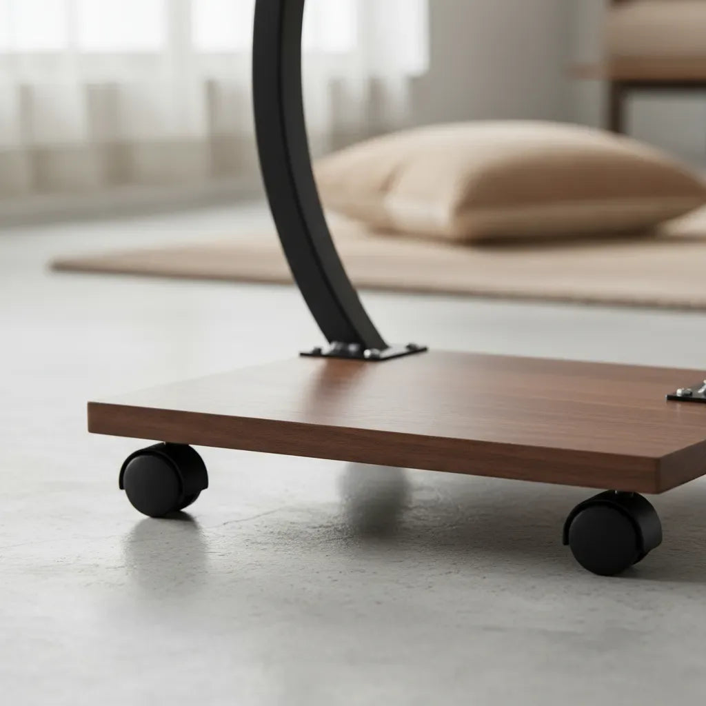 Mesa Auxiliar Tipo C con Ruedas – Diseño Moderno en Madera y Metal - KB Home