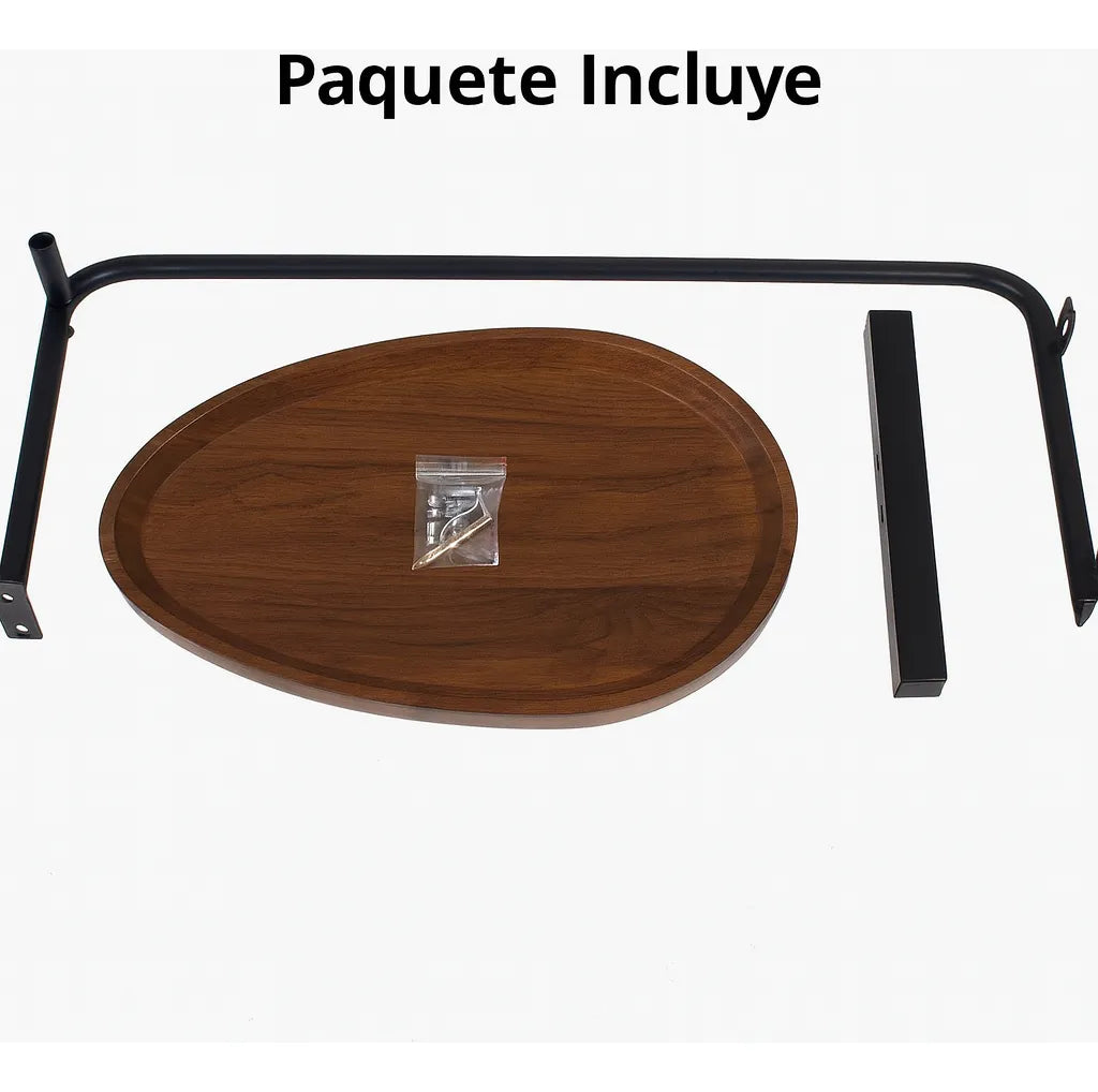 Mesa Auxiliar Tipo C Ovalada de Madera y Metal – Diseño Moderno y Funcional