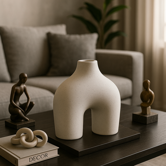 Jarrón Escultórico de Cerámica – Diseño Abstracto Minimalista