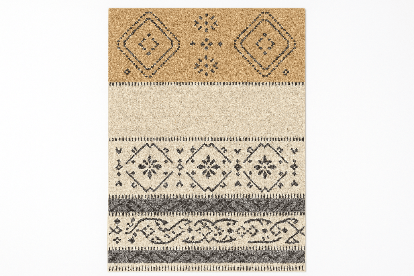 Alfombra Boho Étnica en Tonos Neutros y Grises - KB Home