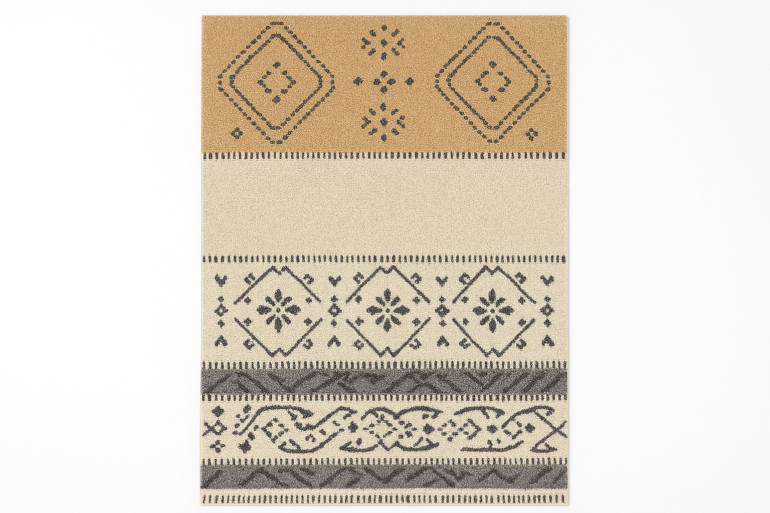 Alfombra Boho Étnica en Tonos Neutros y Grises - KB Home