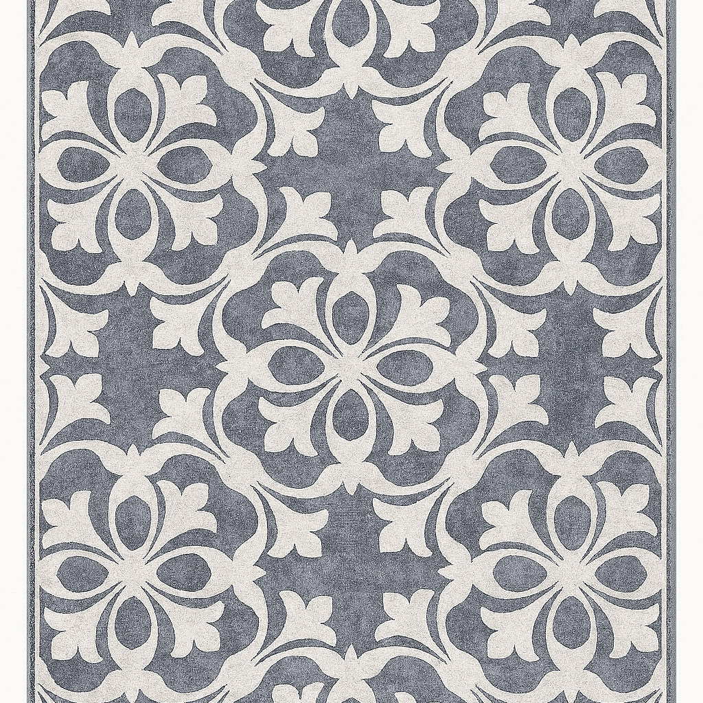 Alfombra Decorativa de Diseño Floral Gris & Blanco - KB Home