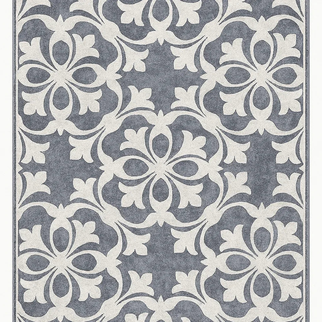 Alfombra Decorativa de Diseño Floral Gris & Blanco - KB Home