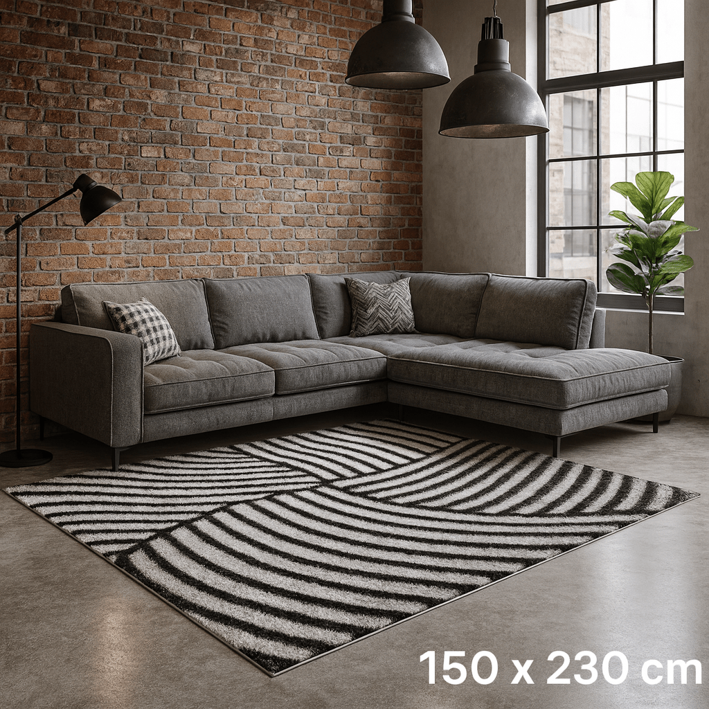 Alfombra Moderna Geométrica Blanco y Negro - KB Home