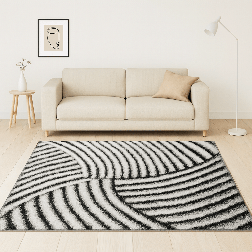 Alfombra Moderna Geométrica Blanco y Negro - KB Home