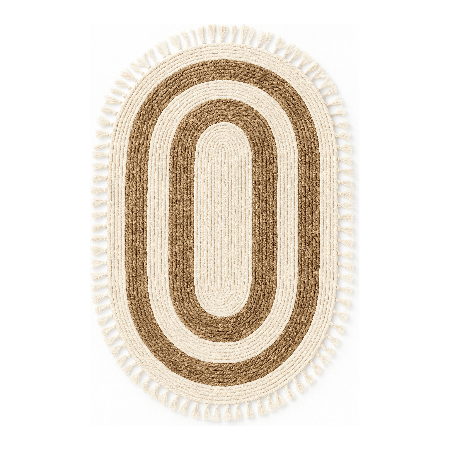 Alfombra Ovalada de Yute Bicolor con Flecos - KB Home