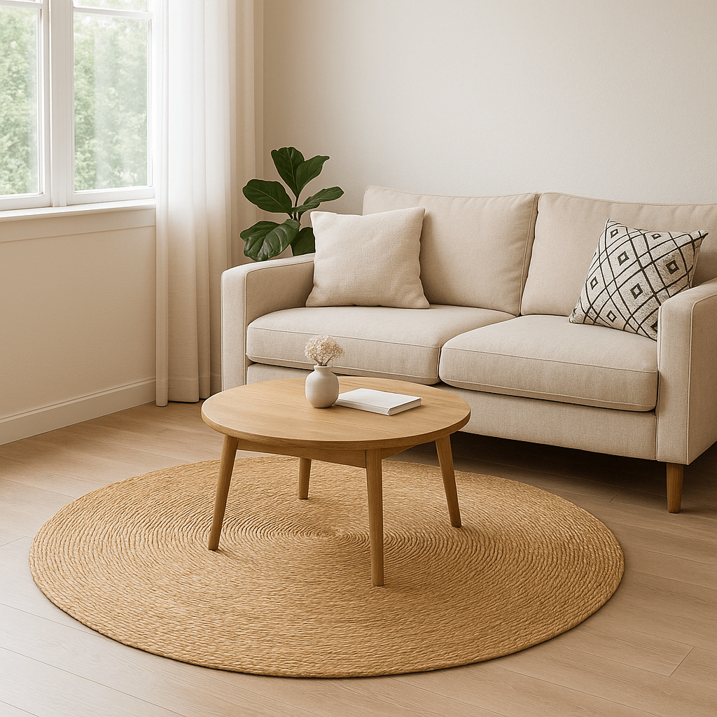 Alfombra Redonda de Yute Natural 100% Hecha a Mano – Decoración Boho Chic - KB Home