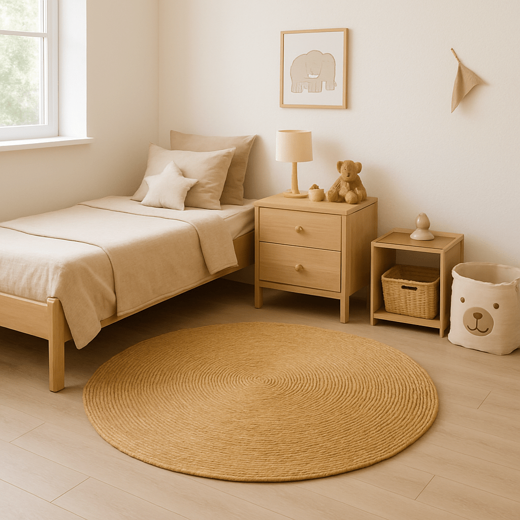 Alfombra Redonda de Yute Natural 100% Hecha a Mano – Decoración Boho Chic - KB Home