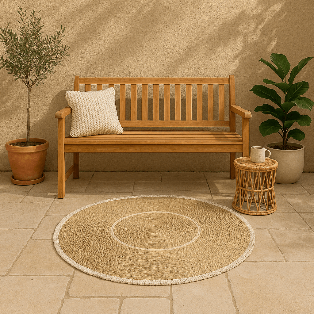 Alfombra Redonda de Yute Natural Tejida a Mano 120 cm – Estilo Boho y Nórdico para Sala o Dormitorio - KB Home