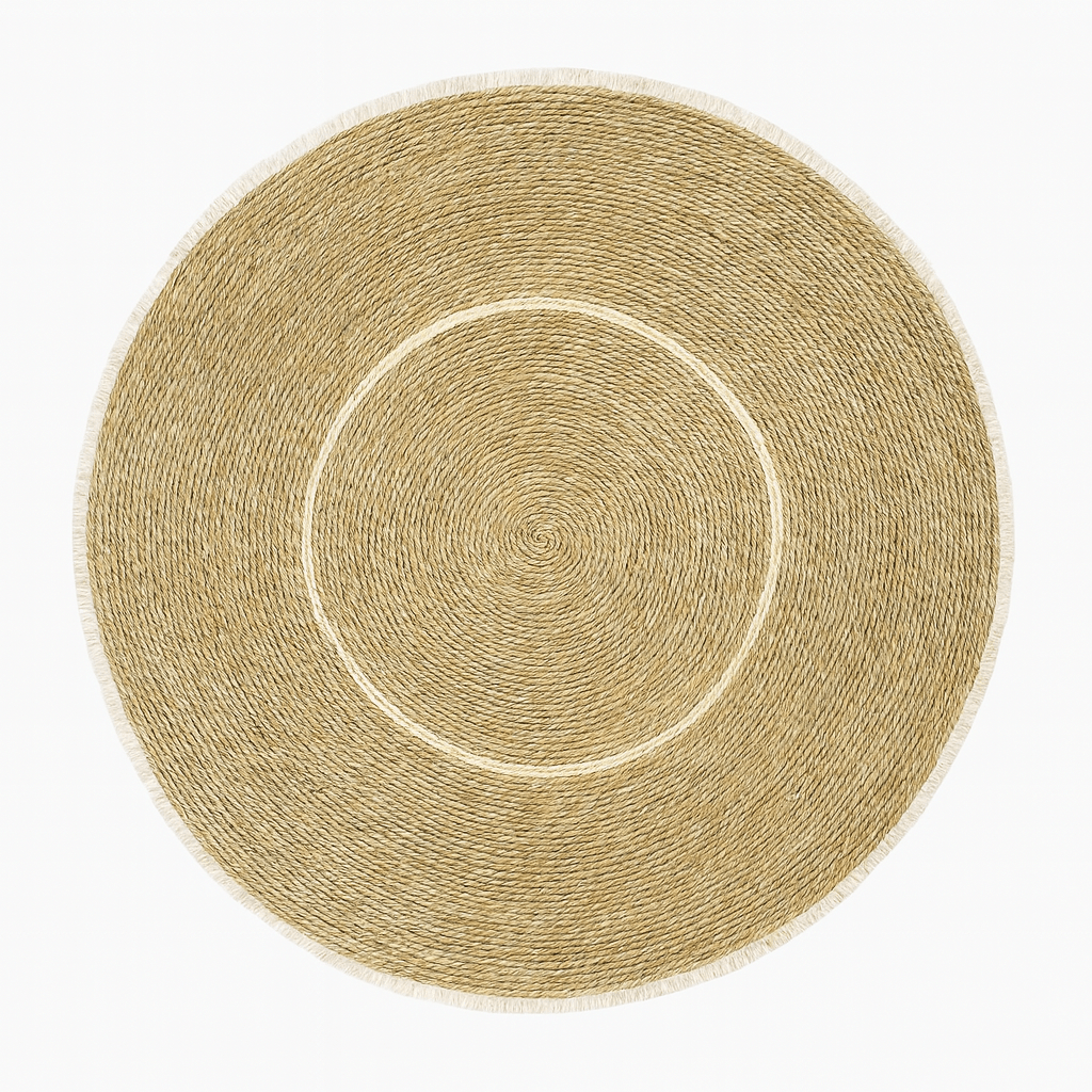 Alfombra Redonda de Yute Natural Tejida a Mano 120 cm – Estilo Boho y Nórdico para Sala o Dormitorio - KB Home