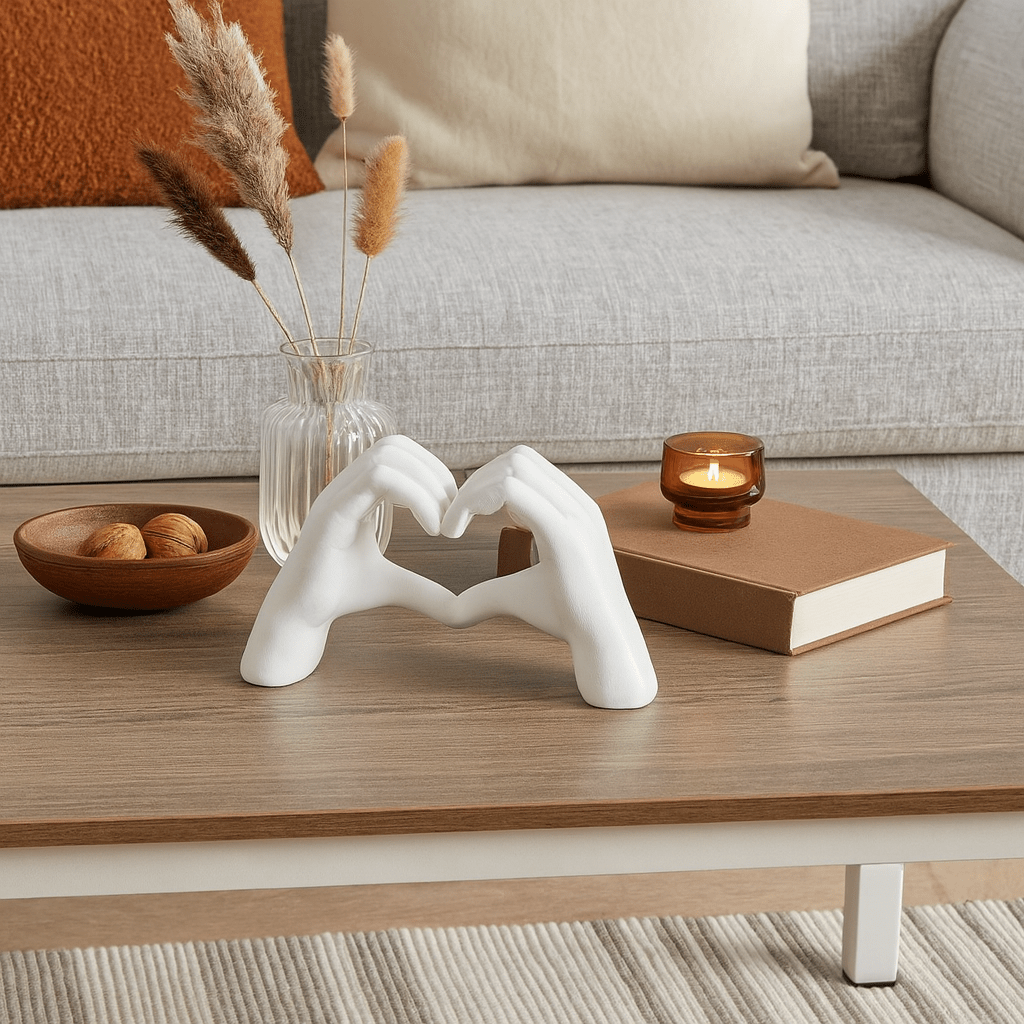 Escultura Decorativa Manos en Forma de Corazón – Blanco Mate - KB Home