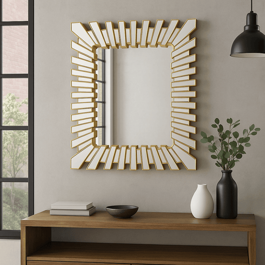 Espejo Decorativo Dorado 70x90 cm – Diseño Moderno tipo Sol - KB Home