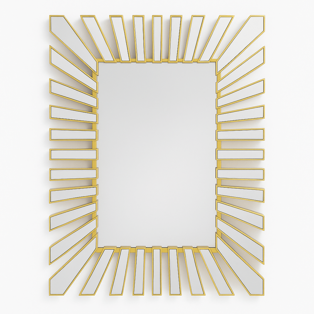 Espejo Decorativo Dorado 70x90 cm – Diseño Moderno tipo Sol - KB Home