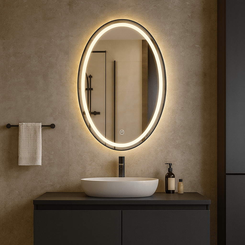 Espejo Ovalado con Luz LED y Encendido Touch - KB Home