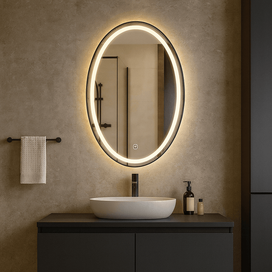 Espejo Ovalado con Luz LED y Encendido Touch - KB Home