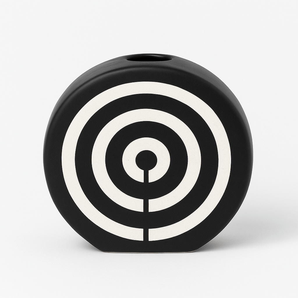 Florero Decorativo Negro con Diseño de Círculos - KB Home