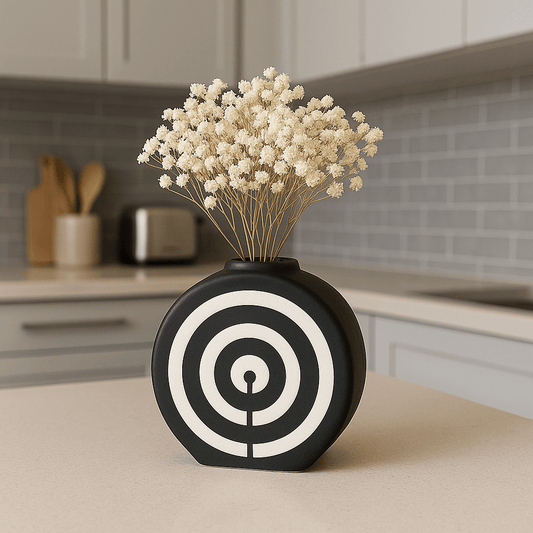 Florero Decorativo Negro con Diseño de Círculos - KB Home