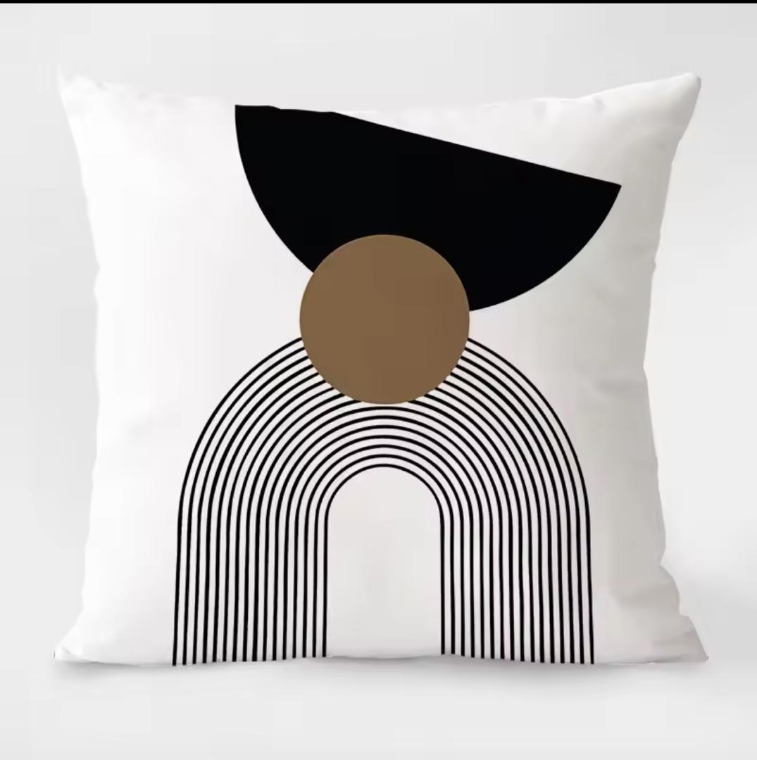 Fundas de Cojines Decorativos Modernos Geométricos Blanco, Negro y Café – Set de 2 Unidades - KB Home