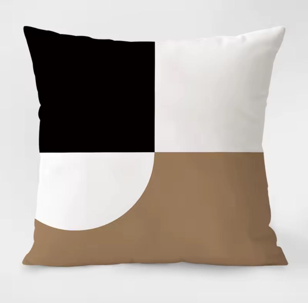 Fundas de Cojines Modernos Diseño Geométrico Blanco Negro y Café - Set de 2 Unidades - KB Home