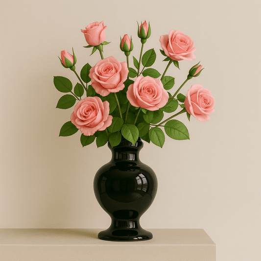 Jarrón de Cerámica Negro Brillante - KB Home