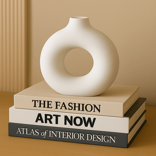 Jarrón Decorativo Blanco Minimalista en Cerámica – Diseño Circular Moderno - KB Home