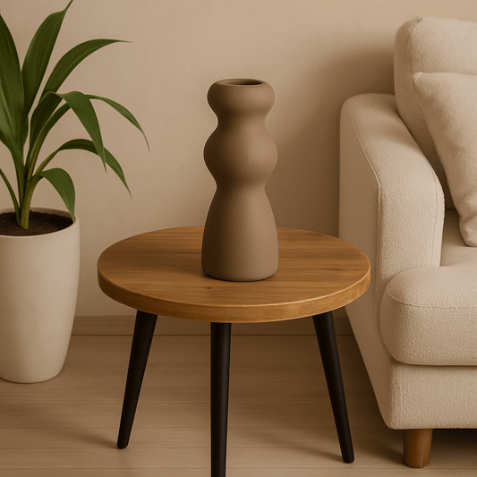 Jarrón Decorativo Café de Cerámica – Diseño Escultural Minimalista Moderno - KB Home