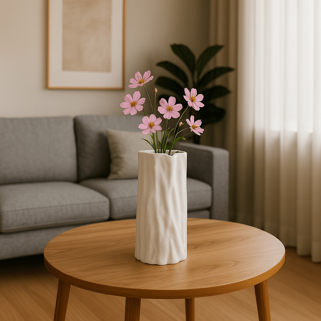 Jarrón Decorativo de Cerámica Blanca Texturizada – Estilo Orgánico - KB Home