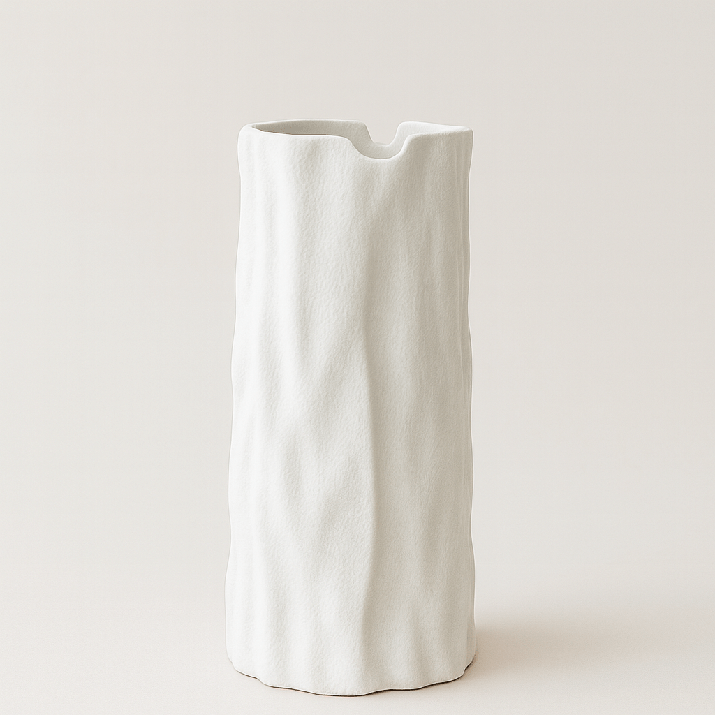 Jarrón Decorativo de Cerámica Blanca Texturizada – Estilo Orgánico - KB Home