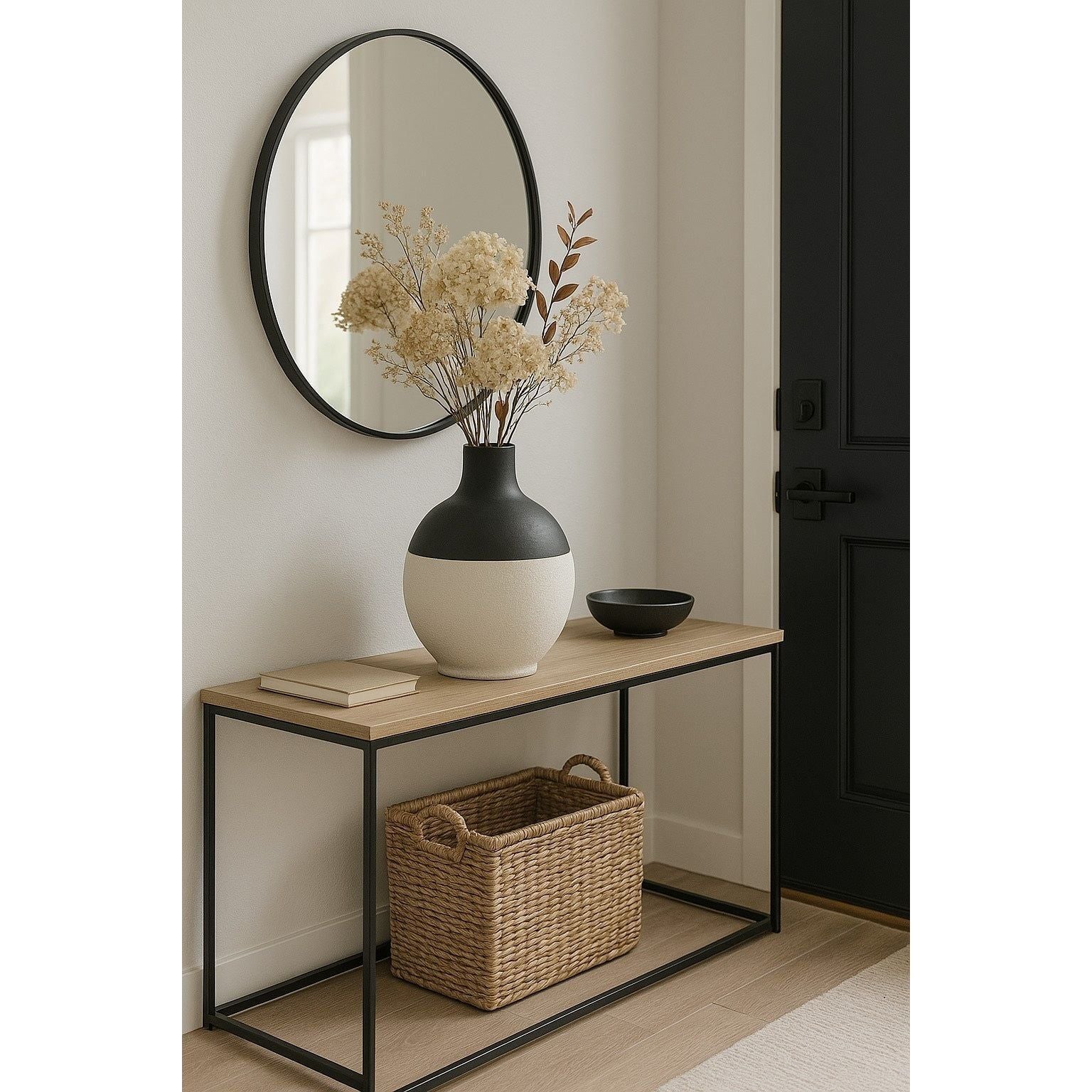 Jarrón Decorativo de Cerámica Blanco Mate y Negro - KB Home