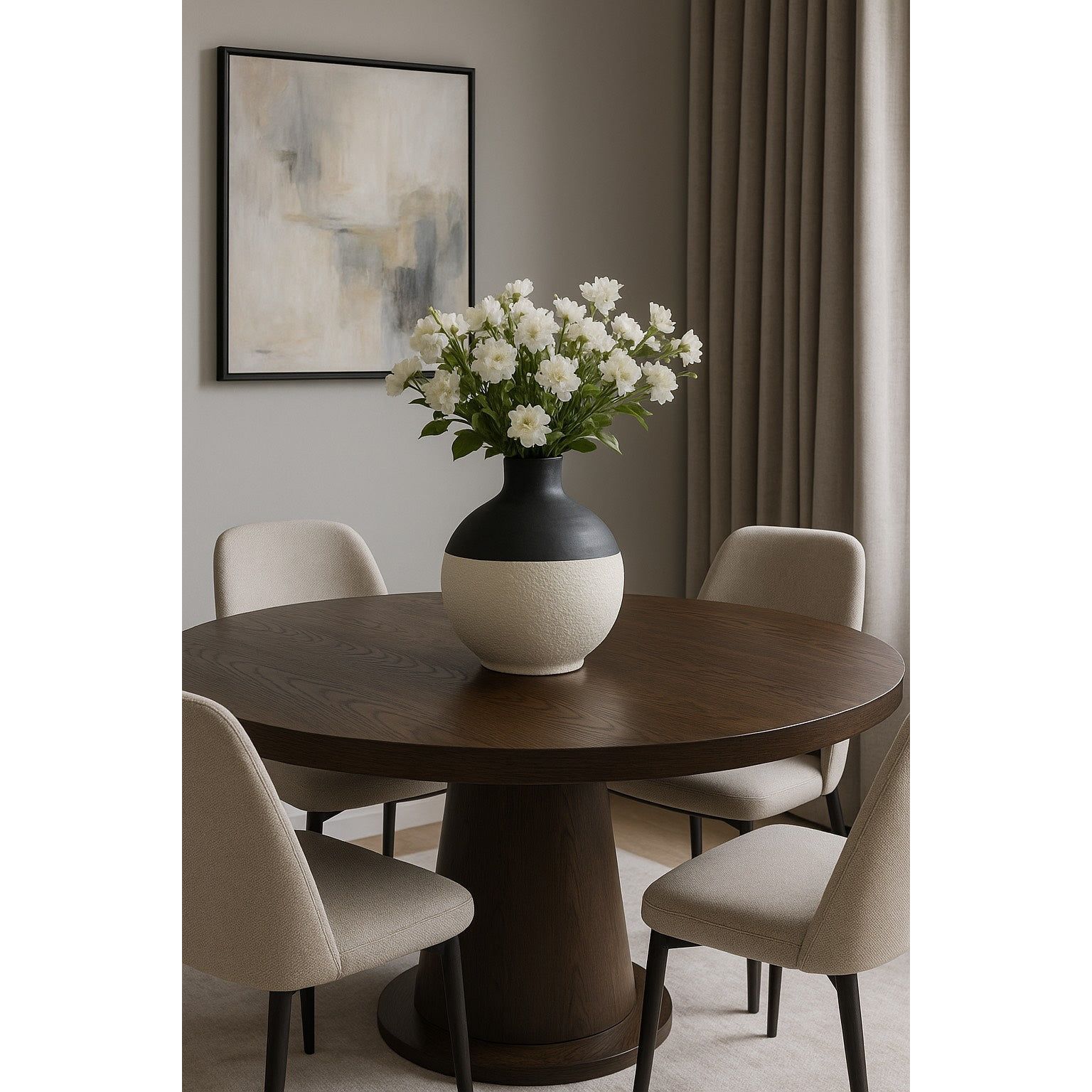 Jarrón Decorativo de Cerámica Blanco Mate y Negro - KB Home