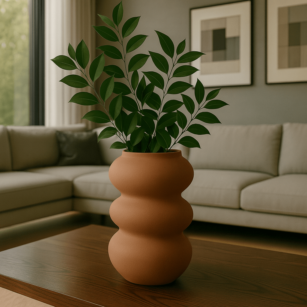 Jarrón Decorativo de Cerámica Terracota – Diseño Escultórico Orgánico - KB Home