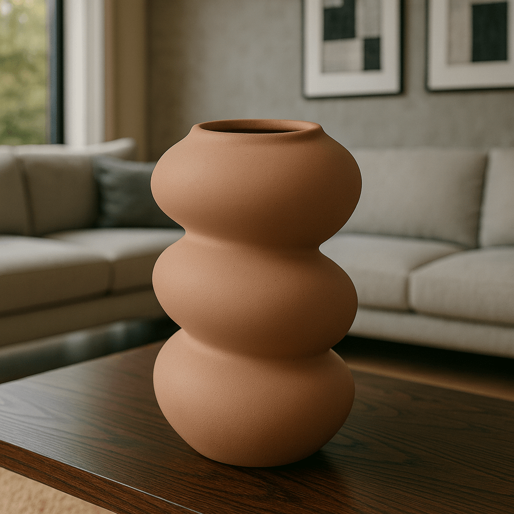 Jarrón Decorativo de Cerámica Terracota – Diseño Escultórico Orgánico - KB Home