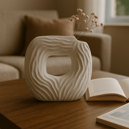 Jarrón Decorativo Minimalista de Cerámica Blanca - KB Home