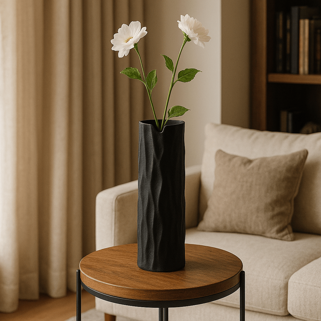 Jarrón Decorativo Negro de Cerámica Diseño Moderno y Minimalista para Sala y Comedor - KB Home