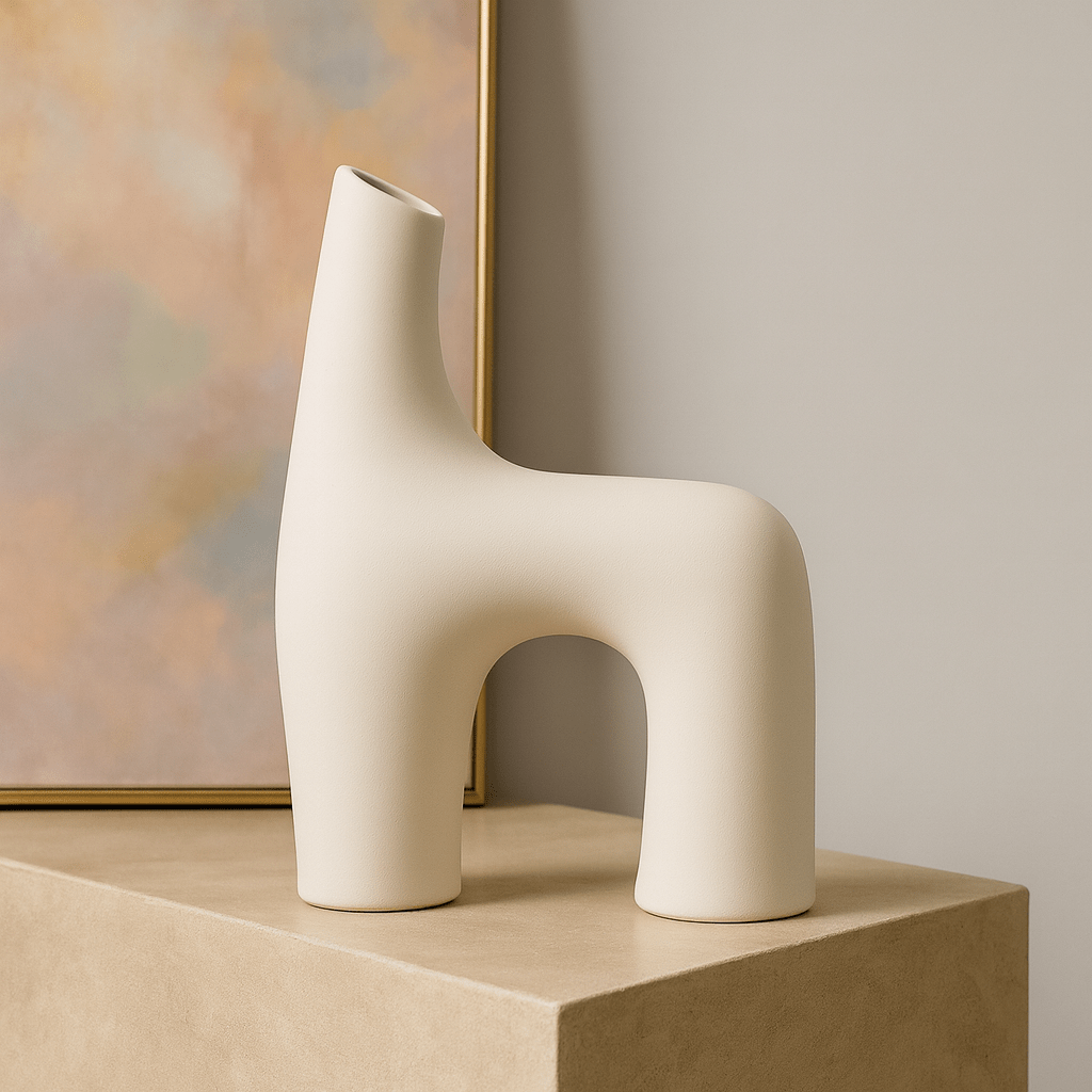 Jarrón Escultórico de Cerámica – Estilo Abstracto Moderno - KB Home