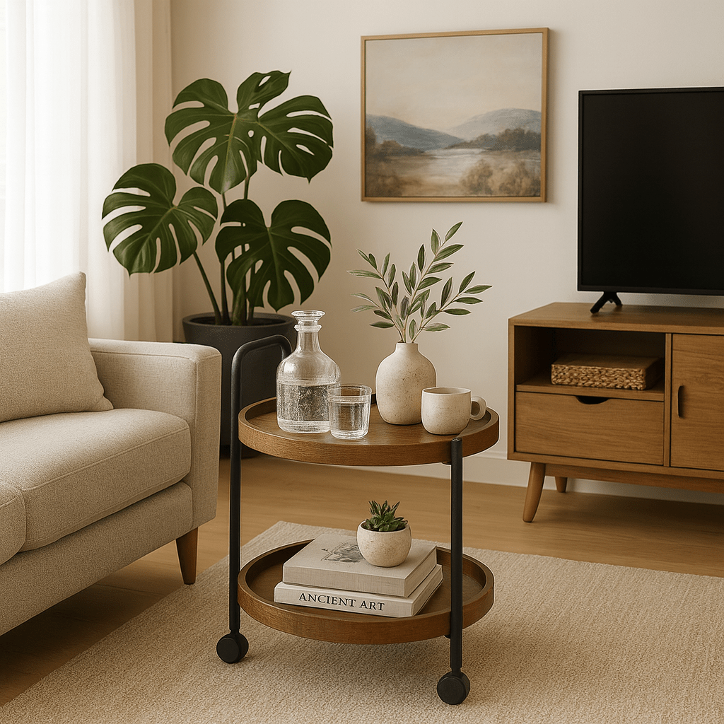 Mesa Carrito Auxiliar de 2 Niveles con Ruedas - KB Home