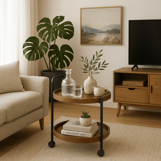 Mesa Carrito Auxiliar de 2 Niveles con Ruedas - KB Home