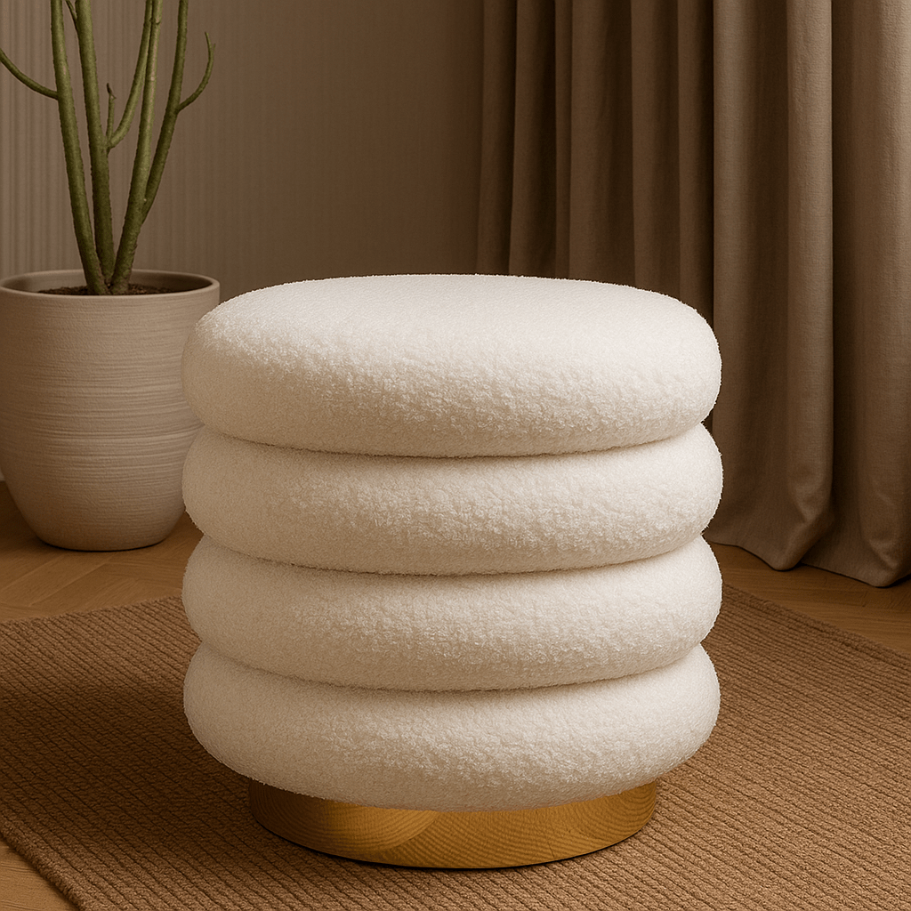 Puff Blanco con Base Dorada - KB Home