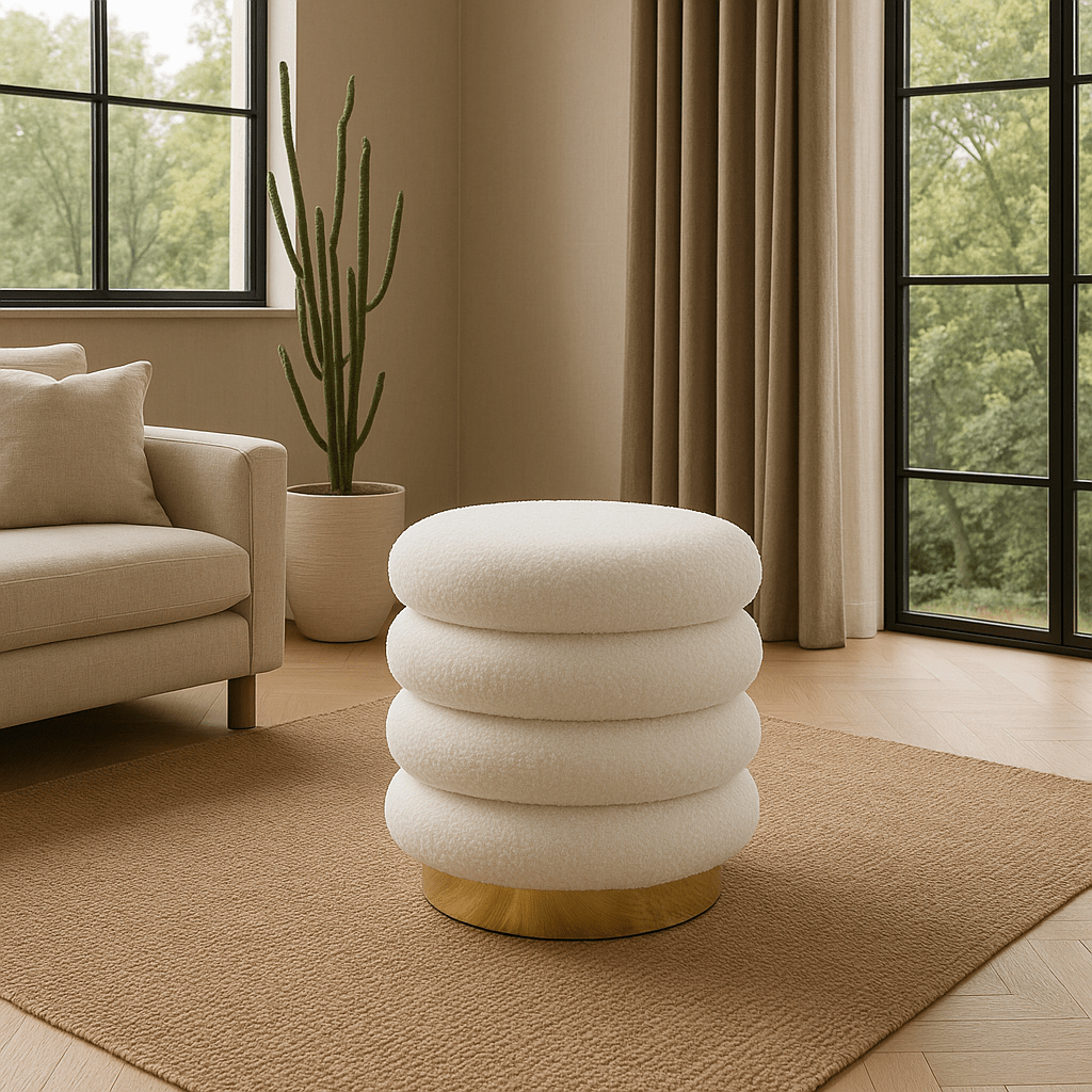 Puff Blanco con Base Dorada - KB Home